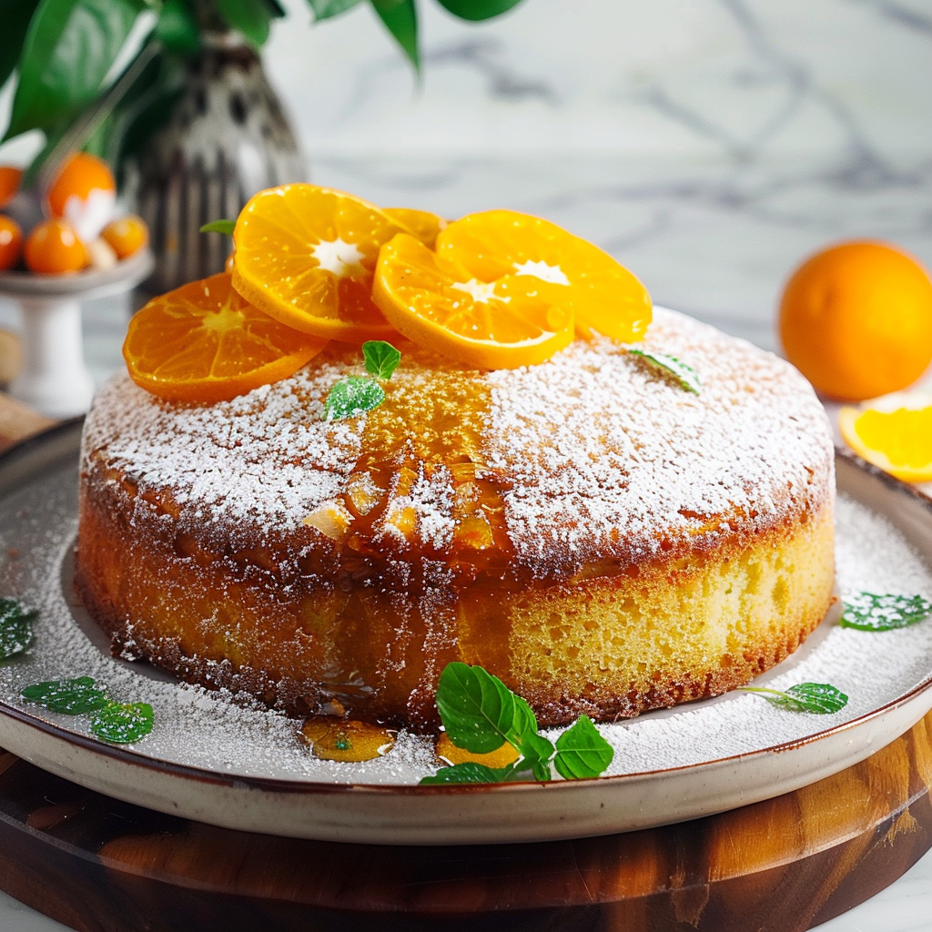 Recipe preparation for Olive Oil Cardamom Sugar Cake