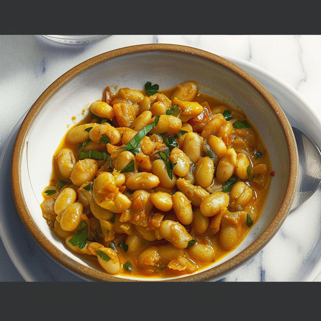 Recipe preparation for Slow Simmered Garlic White Bean Stew