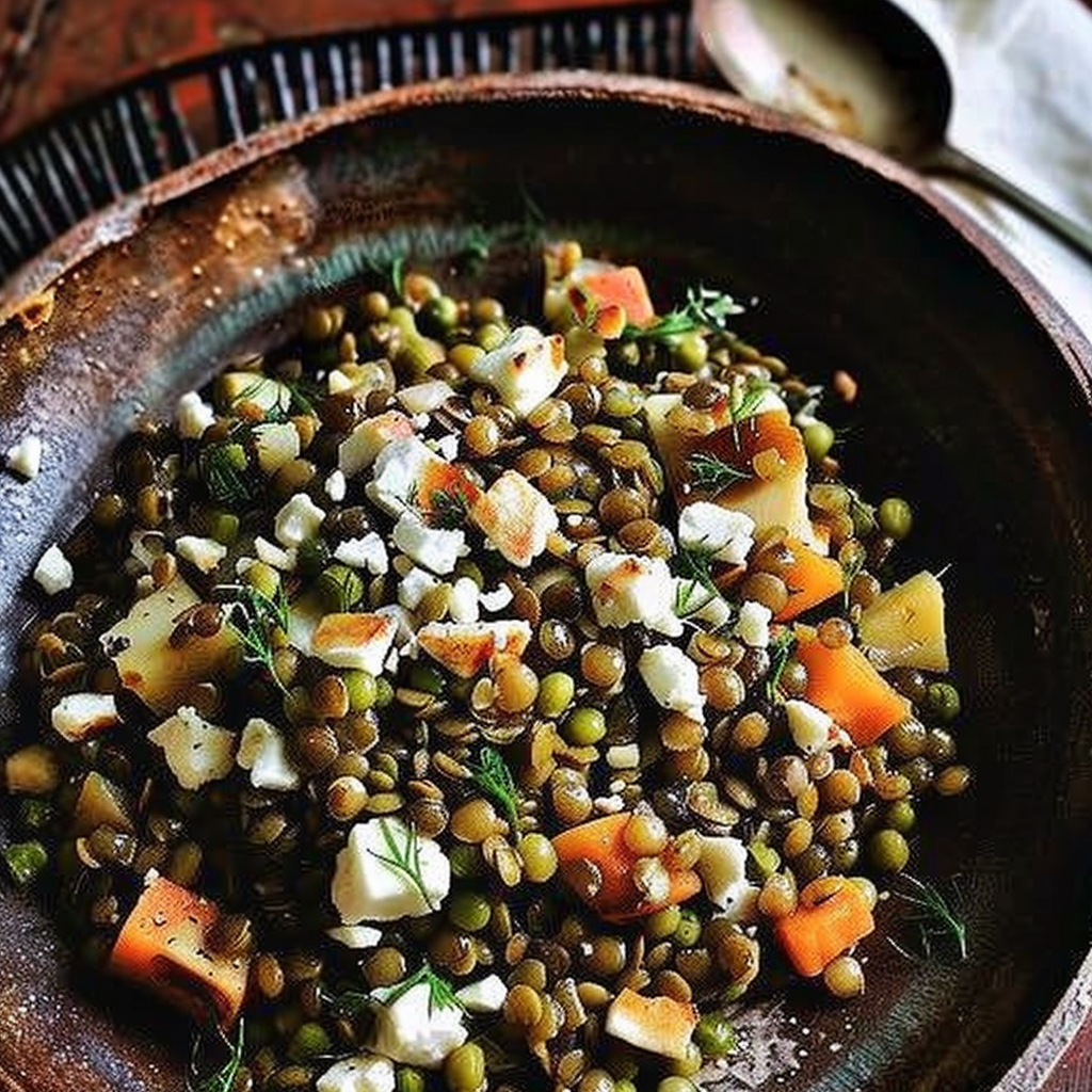 Recipe preparation for Lentil Salad with Goat Cheese