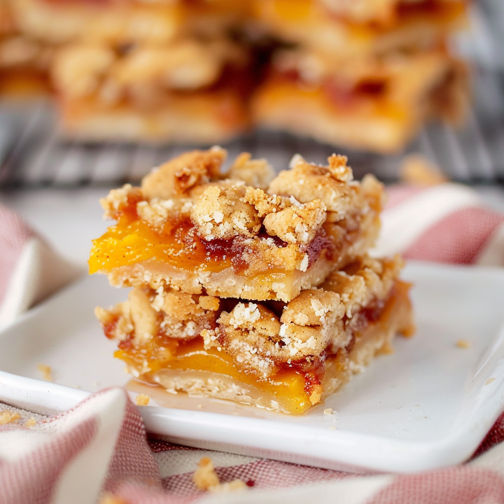 Recipe preparation for Brown Sugar Peach Crumble Bars