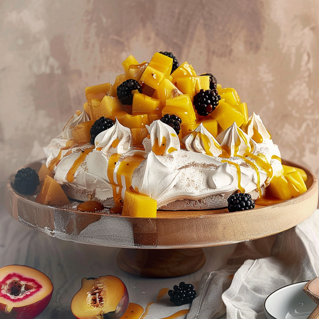 Recipe preparation for Passionfruit Pavlova