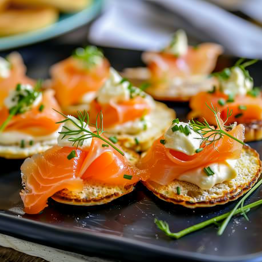 Recipe preparation for Smoked Salmon Blinis