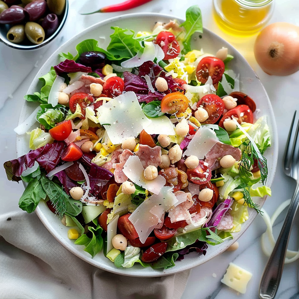 Recipe preparation for Chopped Italian Antipasto Salad Bowl