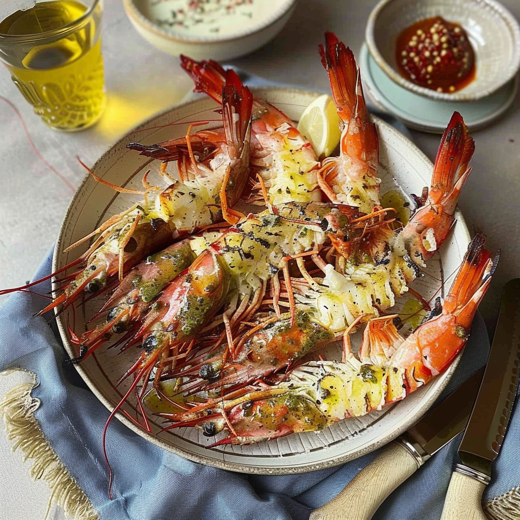Recipe preparation for Grilled Tiger Prawns