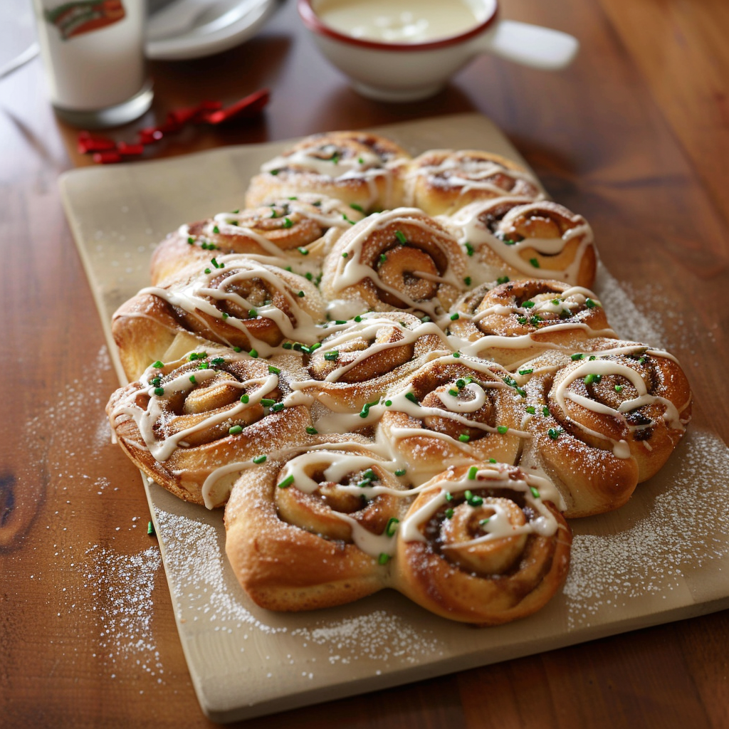 Recipe preparation for Cinnamon Roll Christmas Tree Pull-Apart