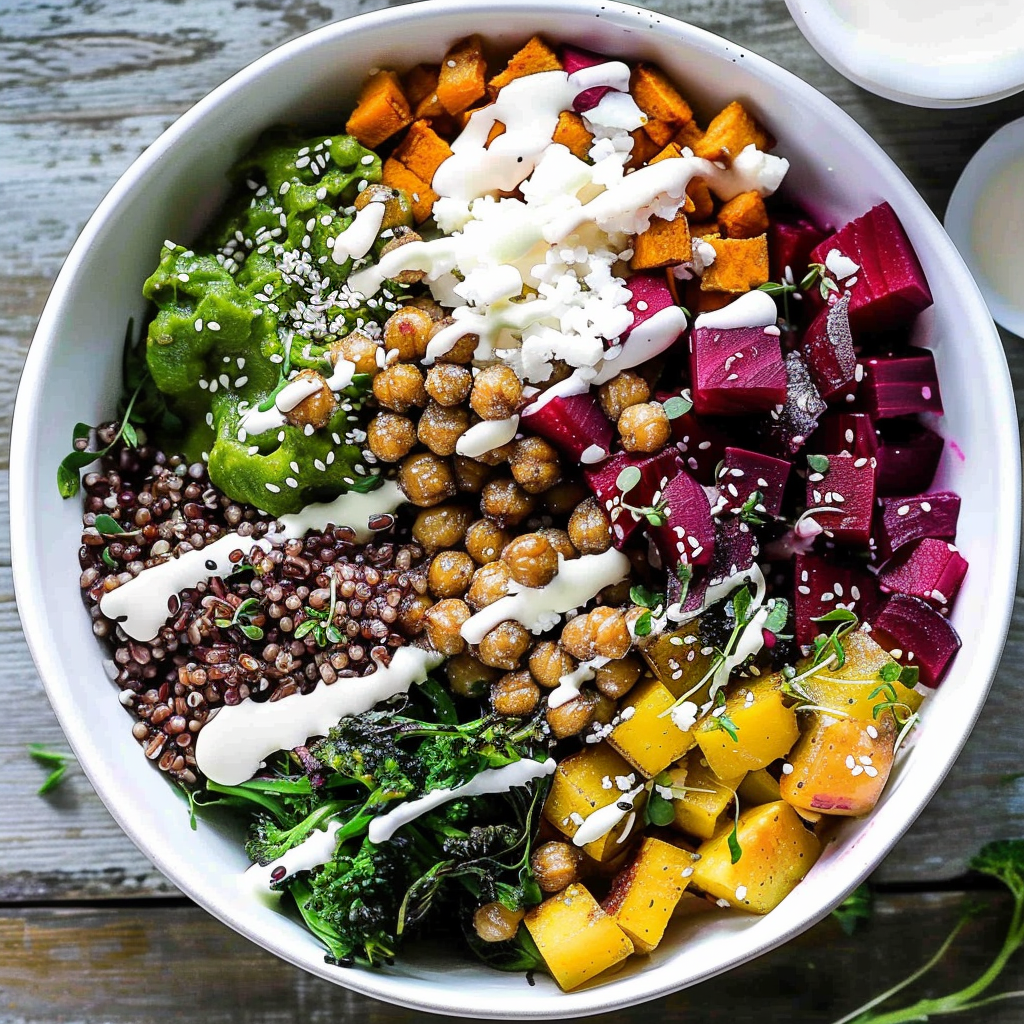 Recipe preparation for Roasted Beetroot Grain Bowl