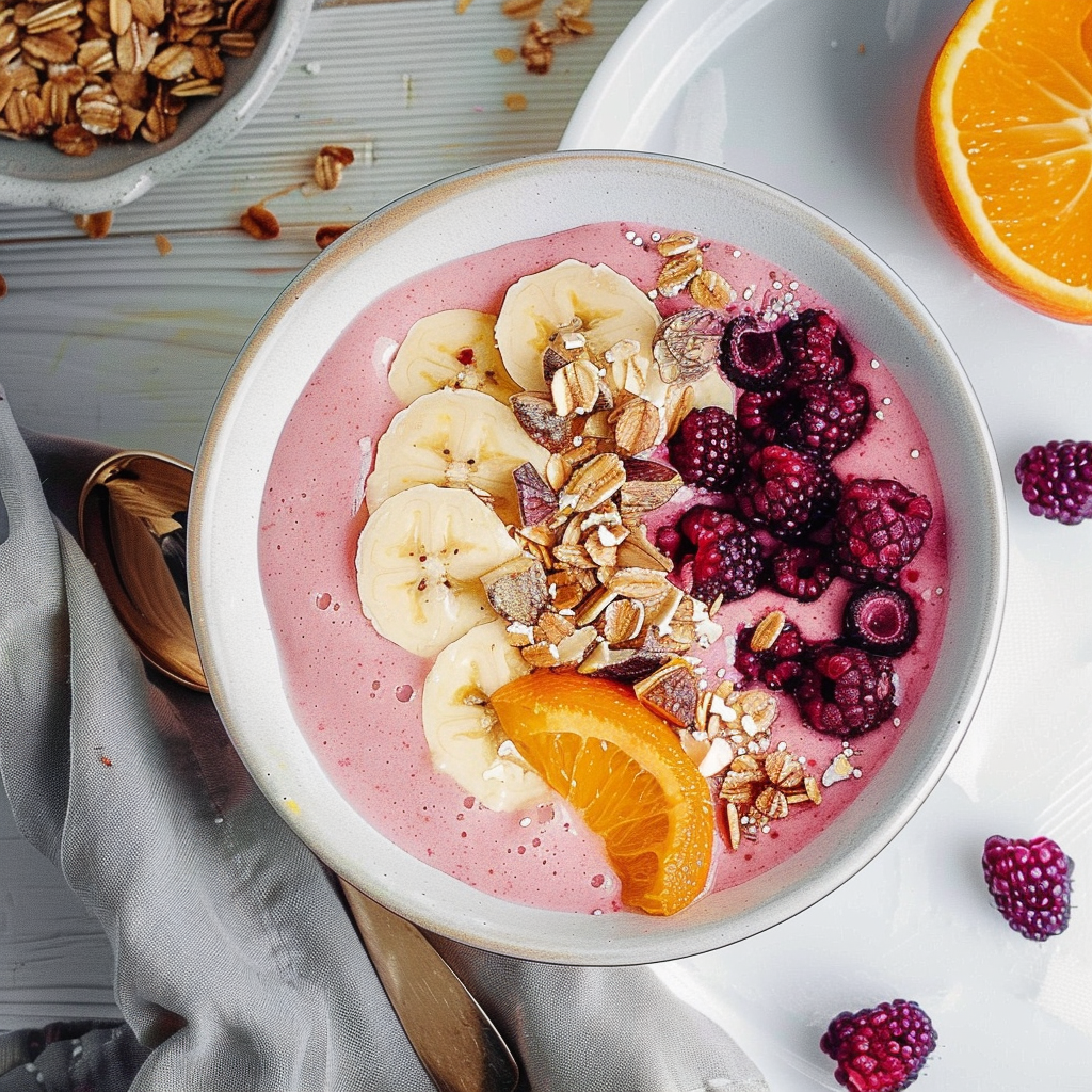 Recipe preparation for Cranberry Orange Smoothie Bowl