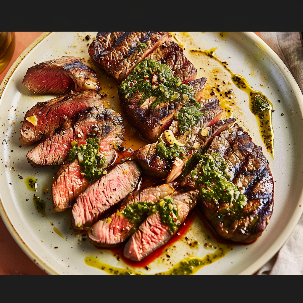 Recipe preparation for Garlic-Rubbed Picanha with Beetroot Relish