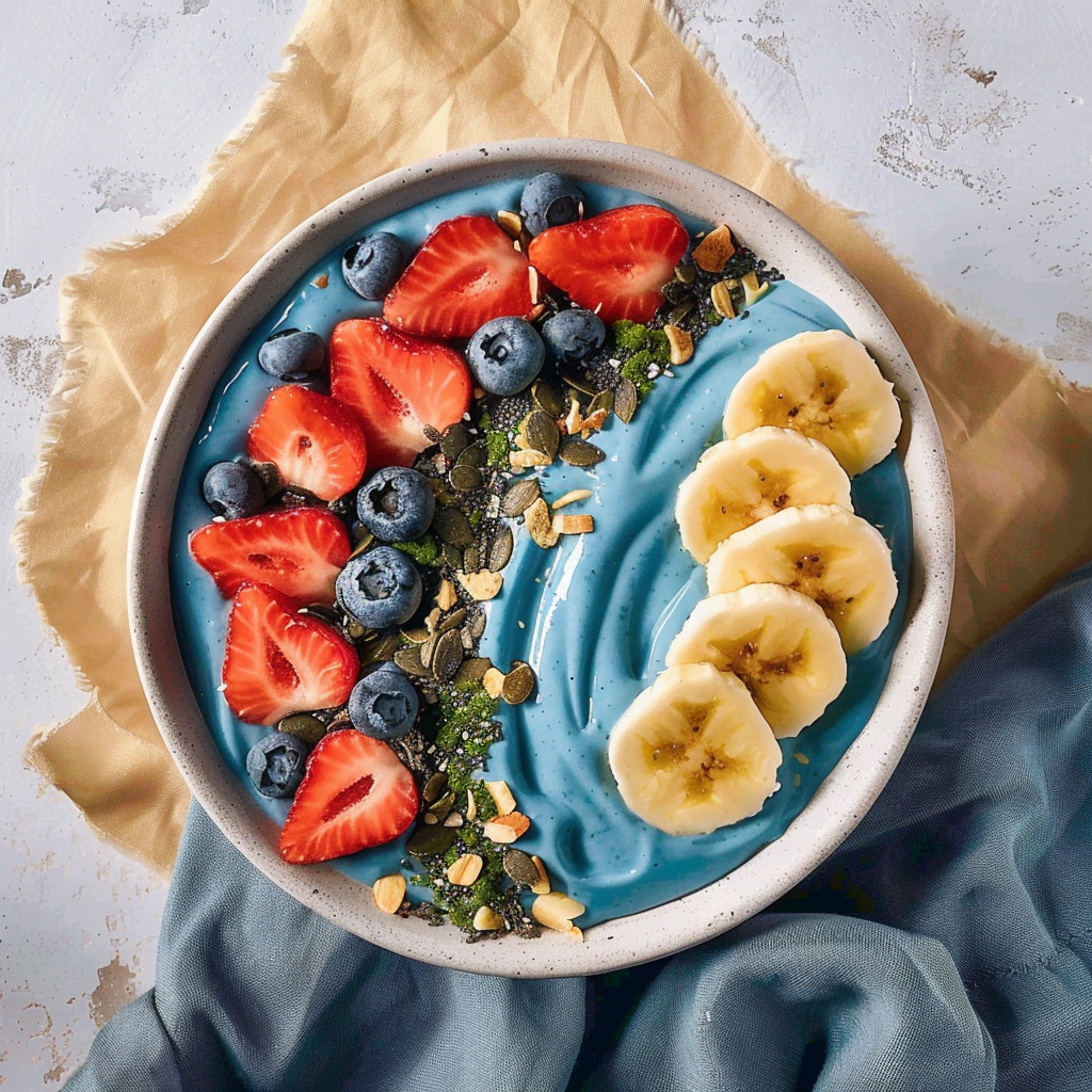 Recipe preparation for Spirulina Smoothie Bowl