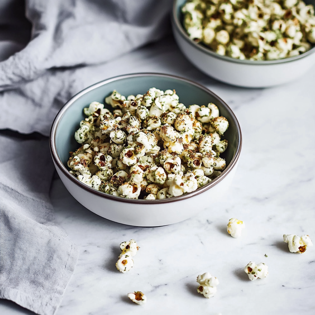 Recipe preparation for Spirulina-Dusted Popcorn