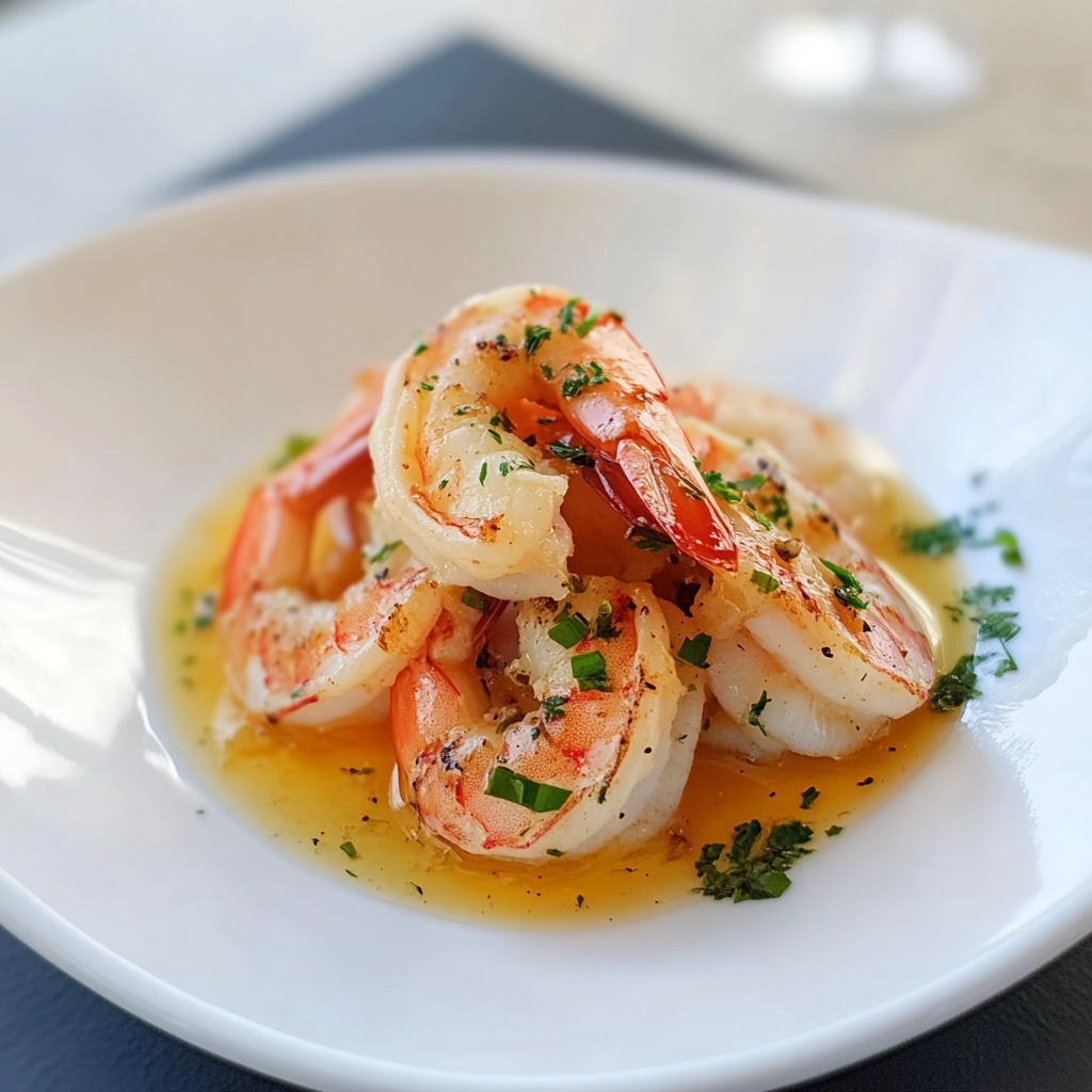 Recipe preparation for Garlic-Butter Poached Prawns