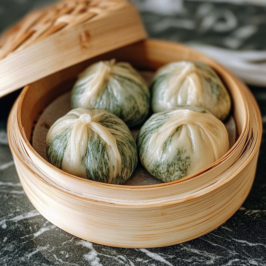 Recipe preparation for Spirulina-Kneaded Bao Buns