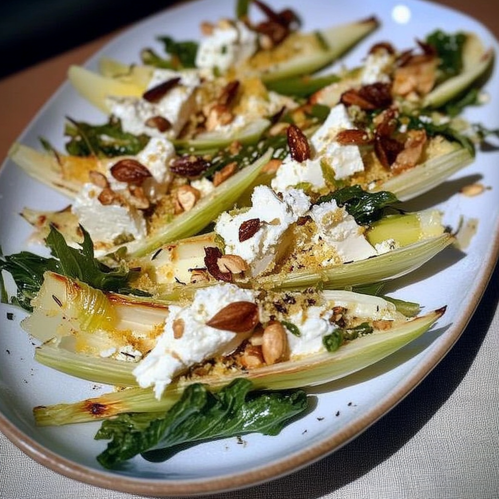Recipe preparation for Endive Spears with Goat Cheese