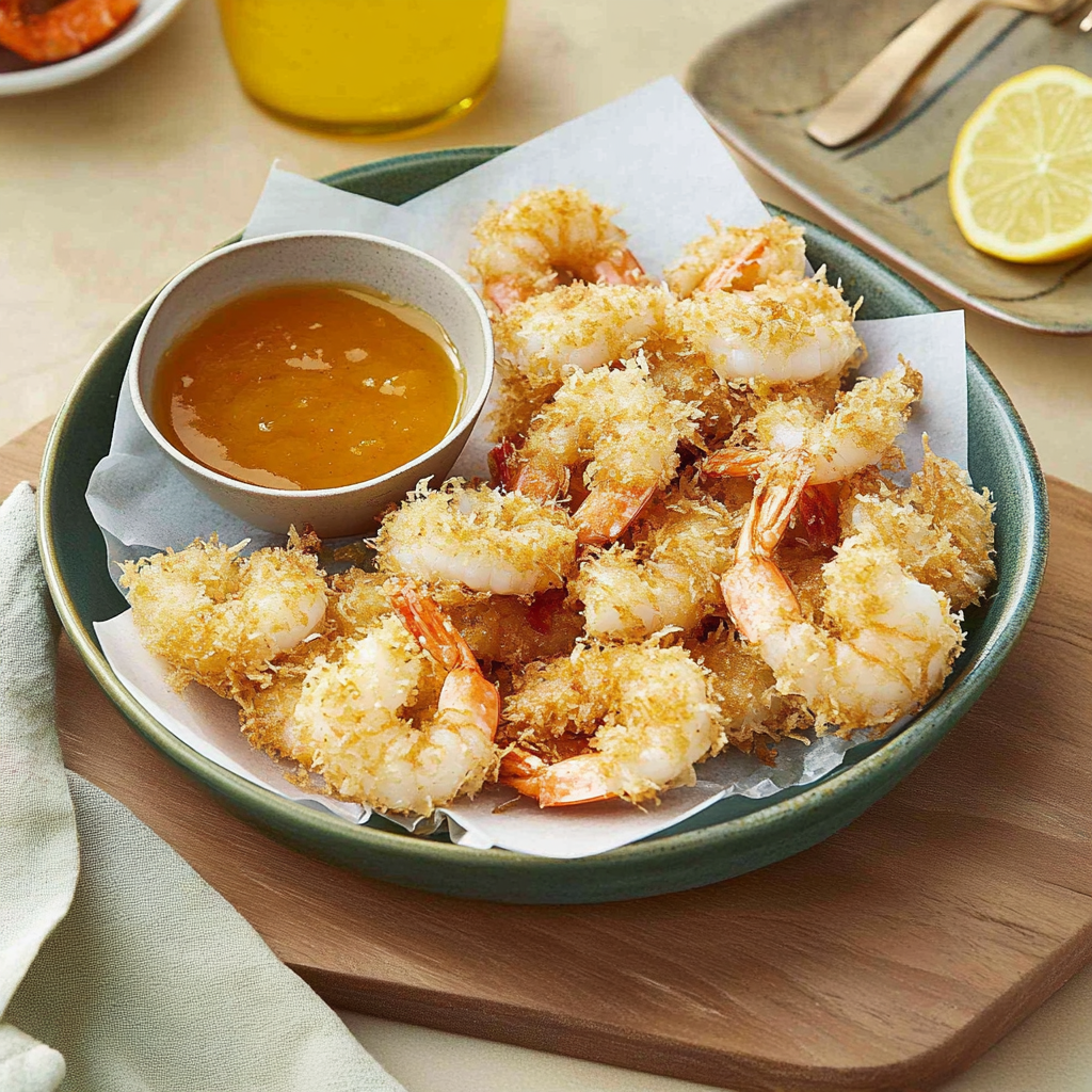 Recipe preparation for Coconut-Crusted Shrimp