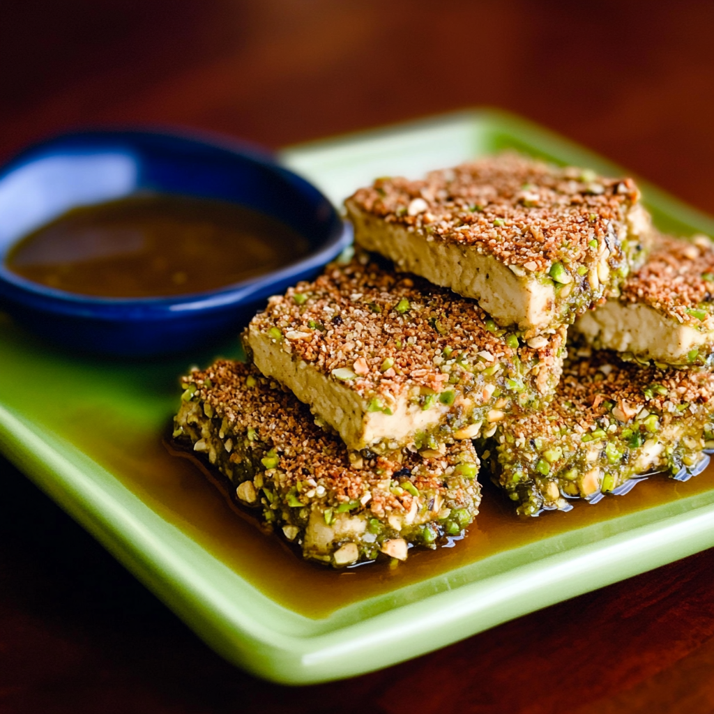 Recipe preparation for Pistachio-Crusted Silken Tofu