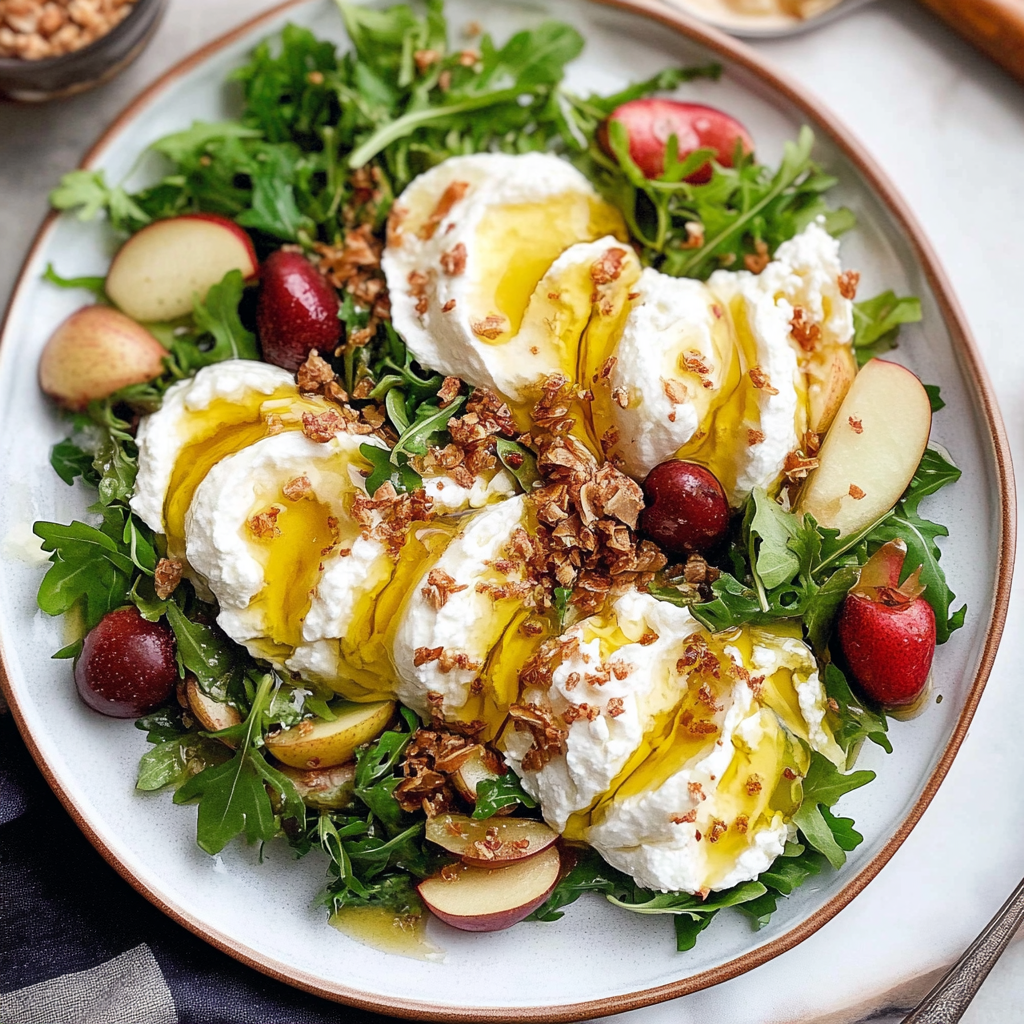 Recipe preparation for Cloud-Soft Burrata Salad with Pear