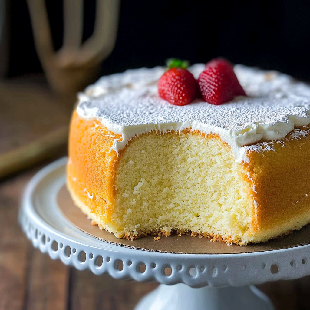 Recipe preparation for Vanilla Chiffon Cake with Silk Cream