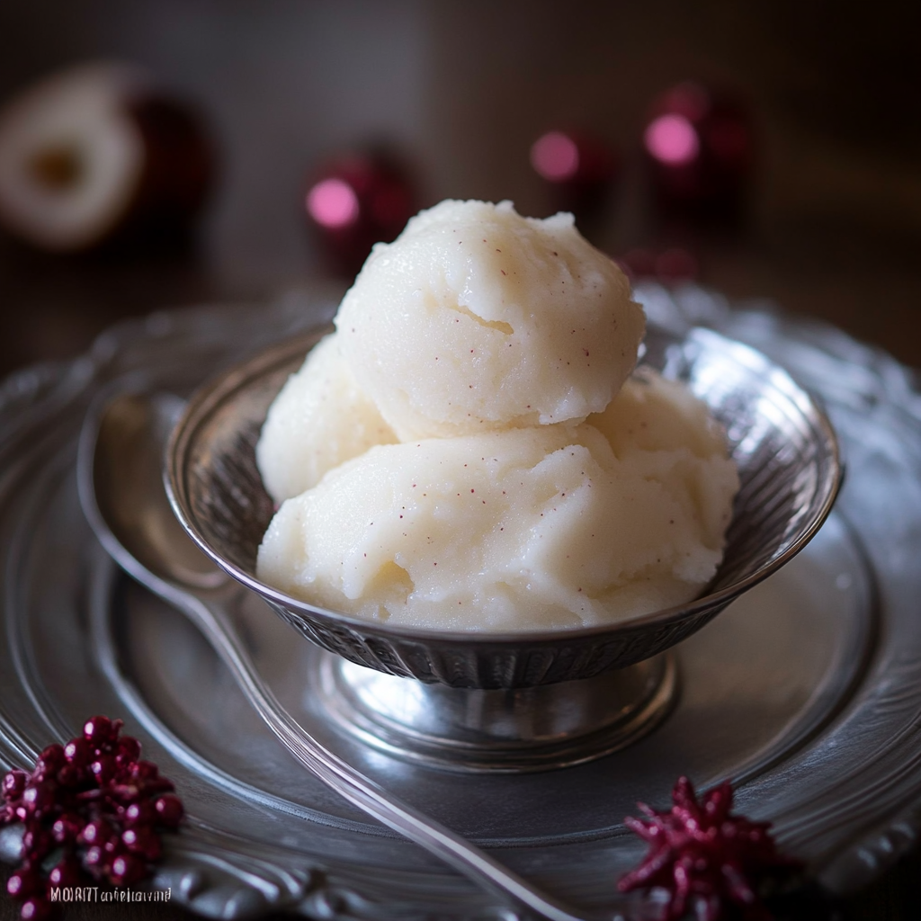 Recipe preparation for Champagne-Pear Cloud Mocktail Sorbet