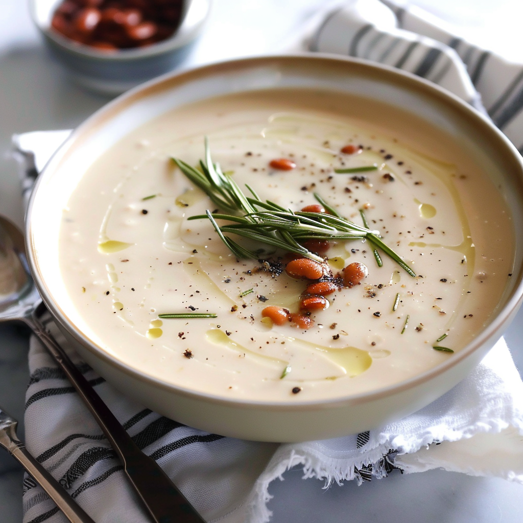 Recipe preparation for Creamy White Bean & Rosemary Soup