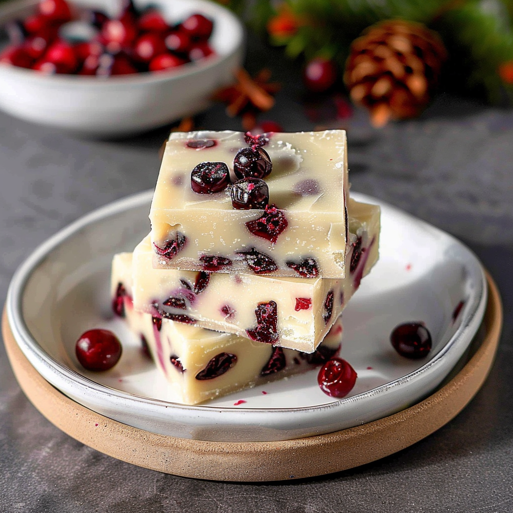 Recipe preparation for Cranberry White Chocolate Fudge Squares