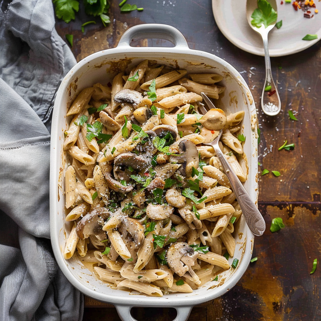 Recipe preparation for TikTok Baked Feta Mushroom Pasta
