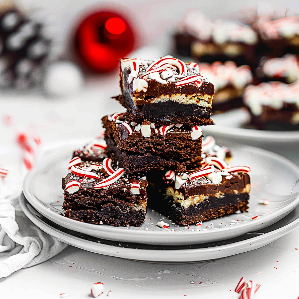 Recipe preparation for Peppermint Bark Brownie Bites