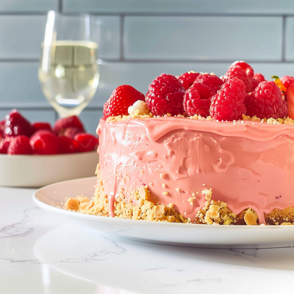 Recipe preparation for Sparkling Berry Champagne Cake