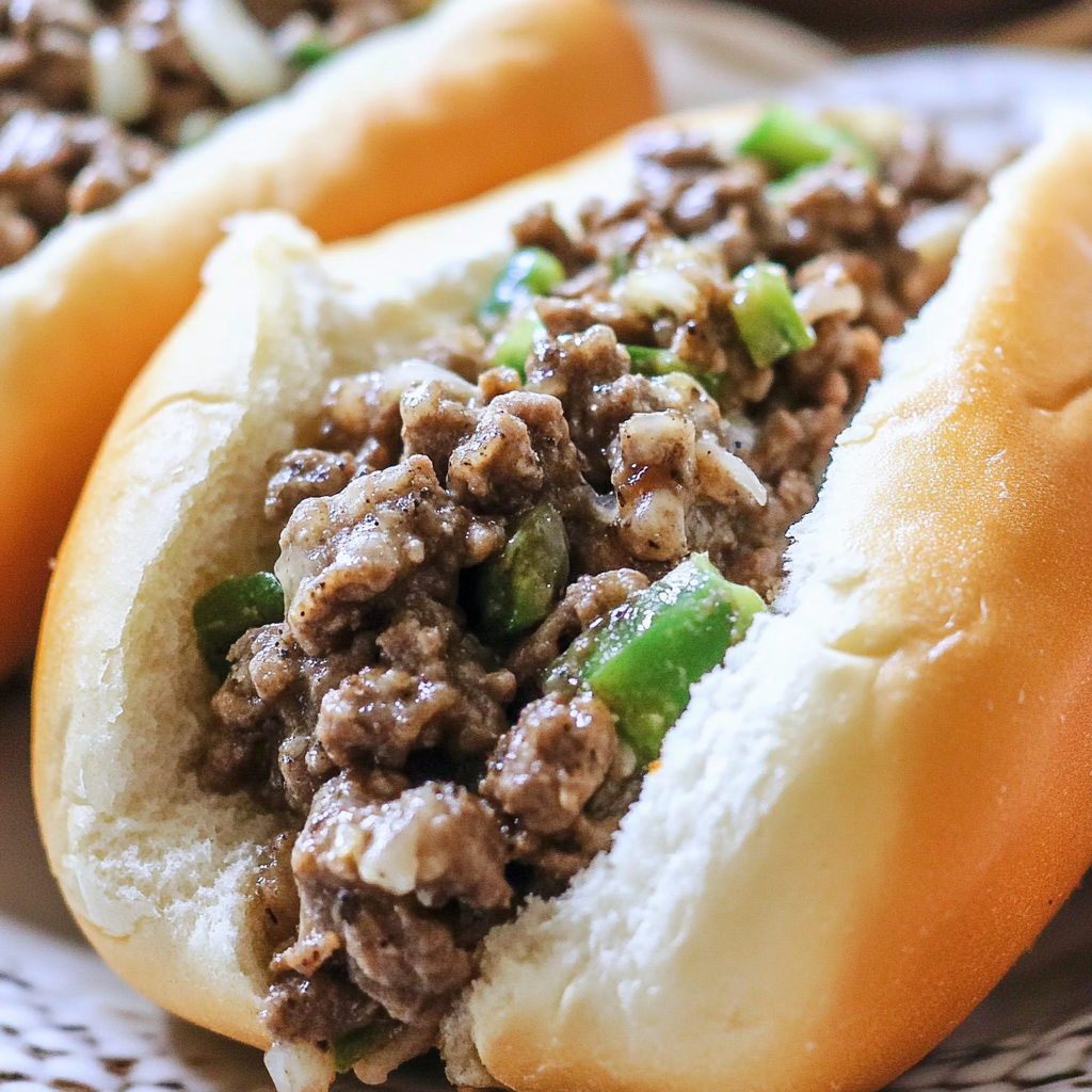 Recipe preparation for Ground Beef Philly Cheesesteaks