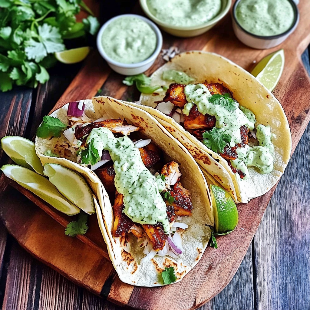 Recipe preparation for Blackened Fish Tacos With Creamy Avocado Sauce