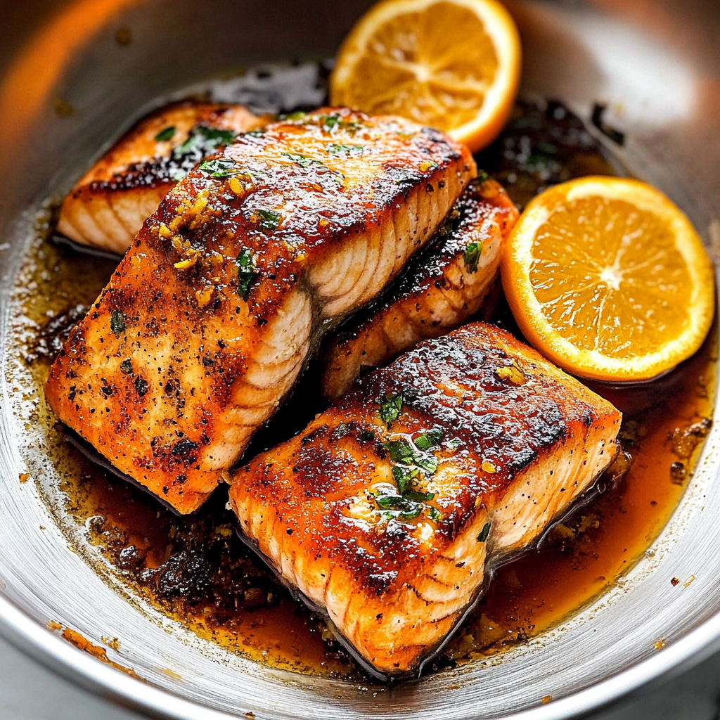 Recipe preparation for Pan Fried Orange Salmon