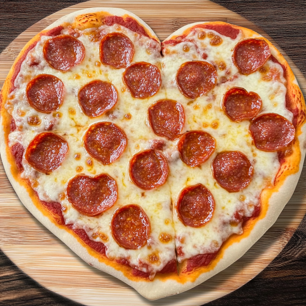 Recipe preparation for Heart-Shaped Pizza