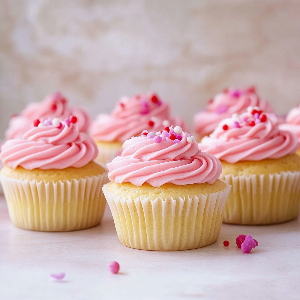 Recipe preparation for Pink Buttercream Cupcakes