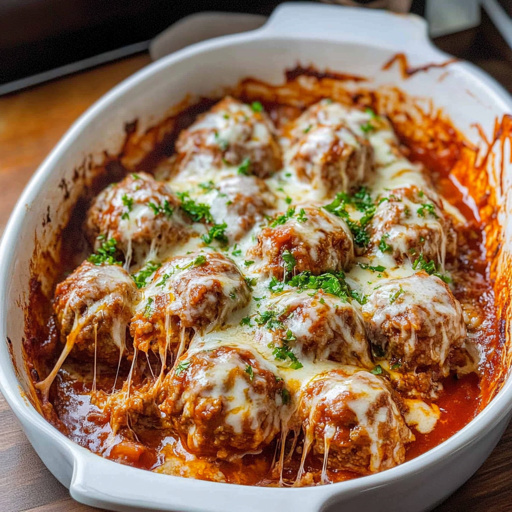 Recipe preparation for Meatball Casserole Parmesan