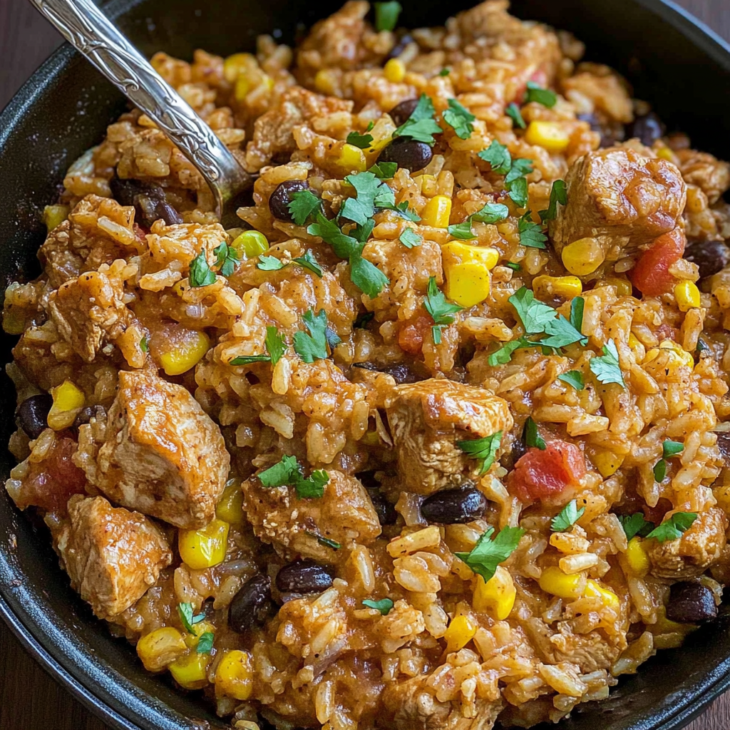 Recipe preparation for Southwest Skillet Chicken and Rice