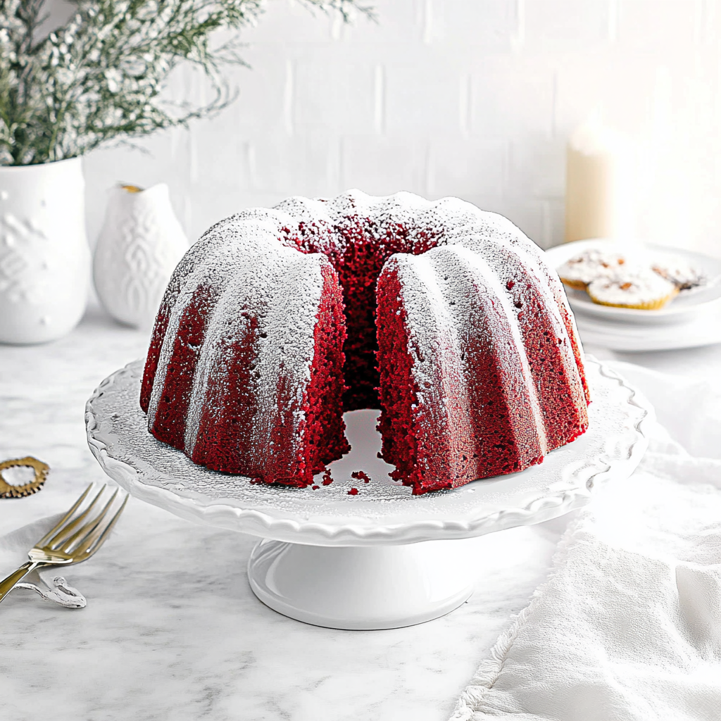 Recipe preparation for Red Velvet Bundt Cake