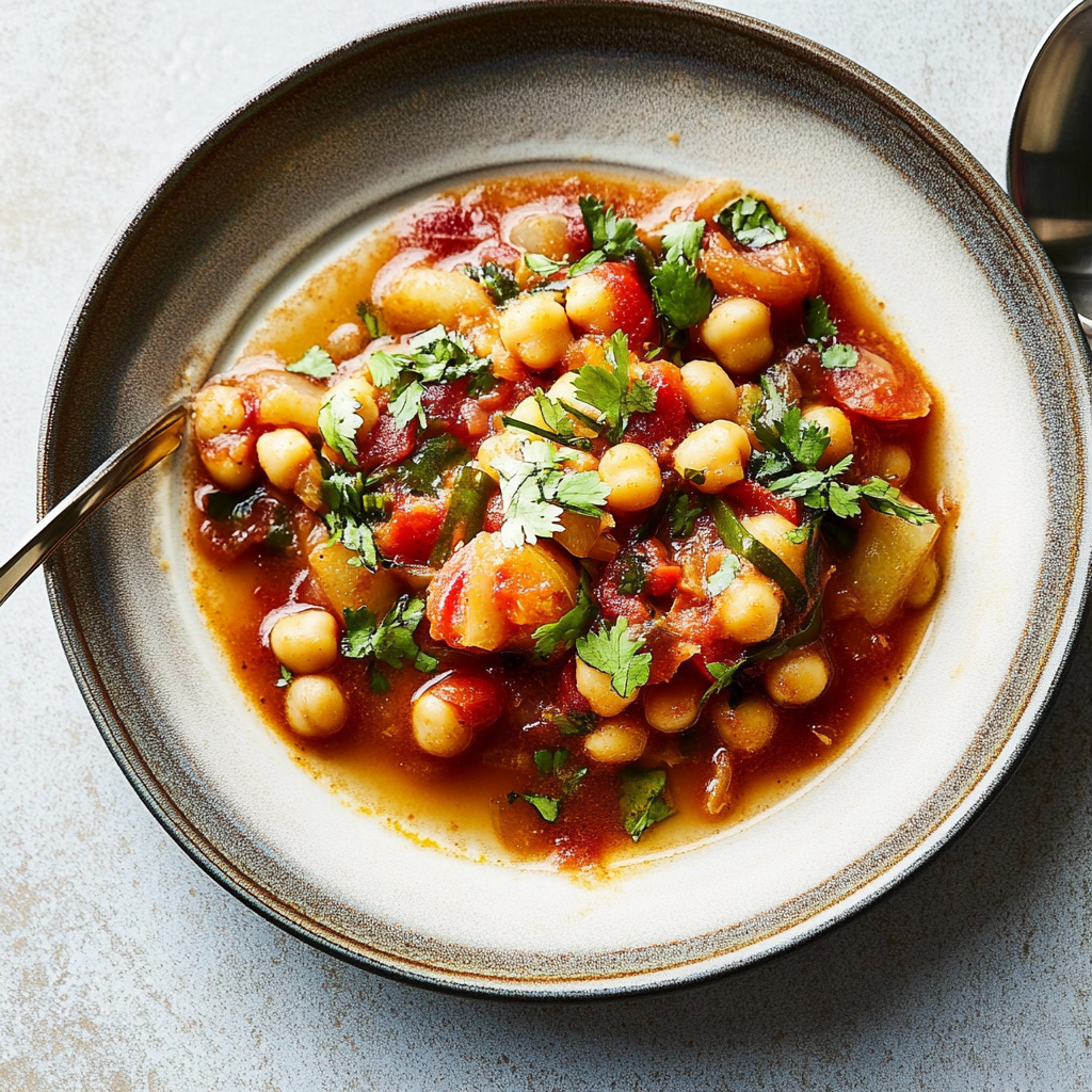 Recipe preparation for Warm Chickpea and Tomato Braise