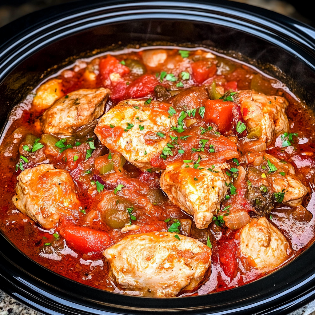 Recipe preparation for Crockpot Chicken Cacciatore