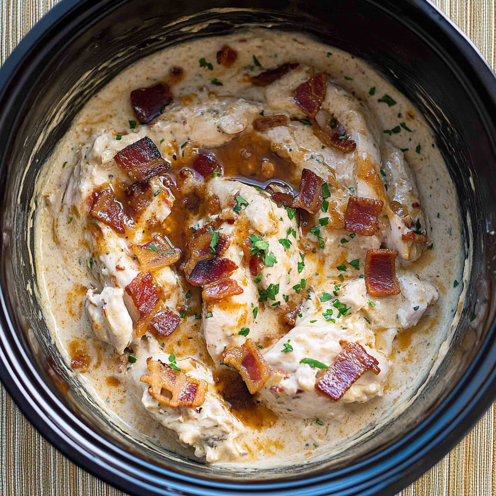 Recipe preparation for Slow Cooker Bacon & Ranch Chicken