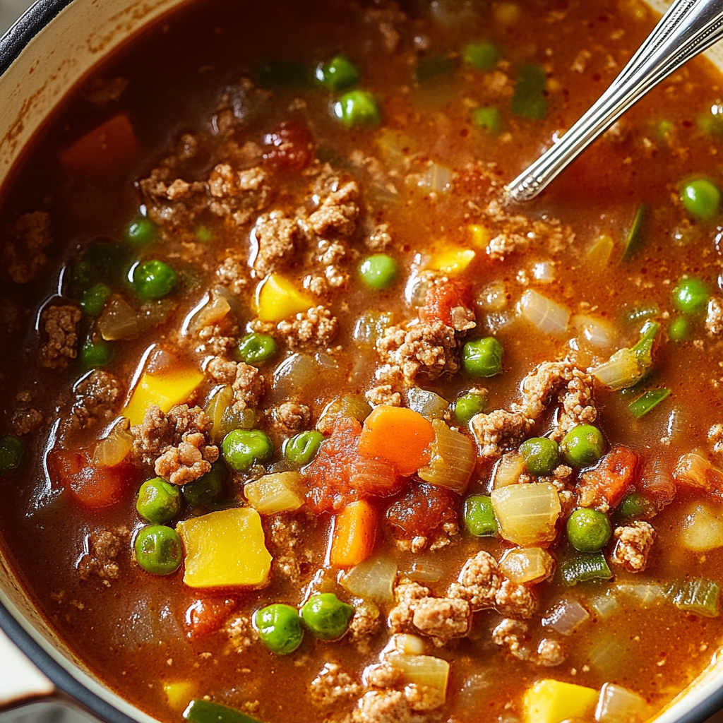 Recipe preparation for Hamburger Beef Soup