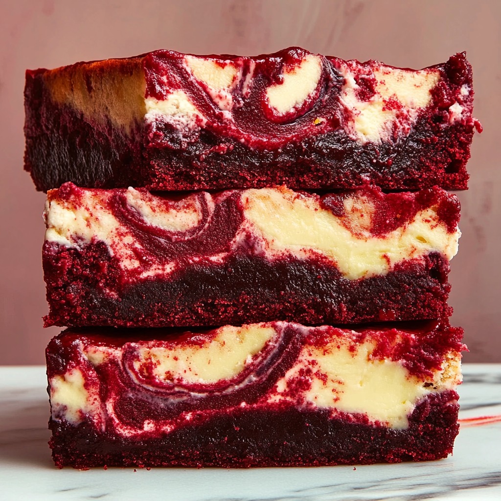 Recipe preparation for Cheesecake- Stuffed Red Velvet Brownies