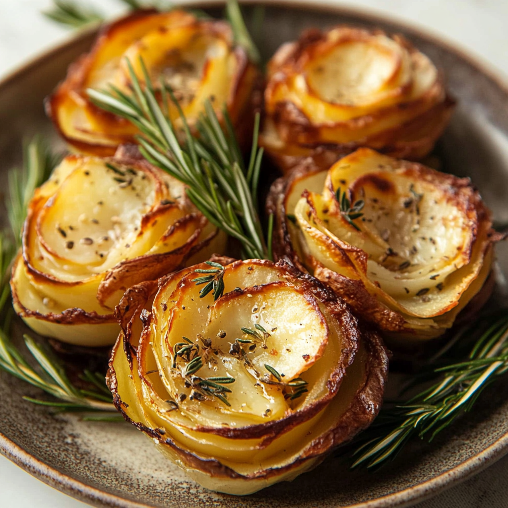 Recipe preparation for Baked Potato Roses
