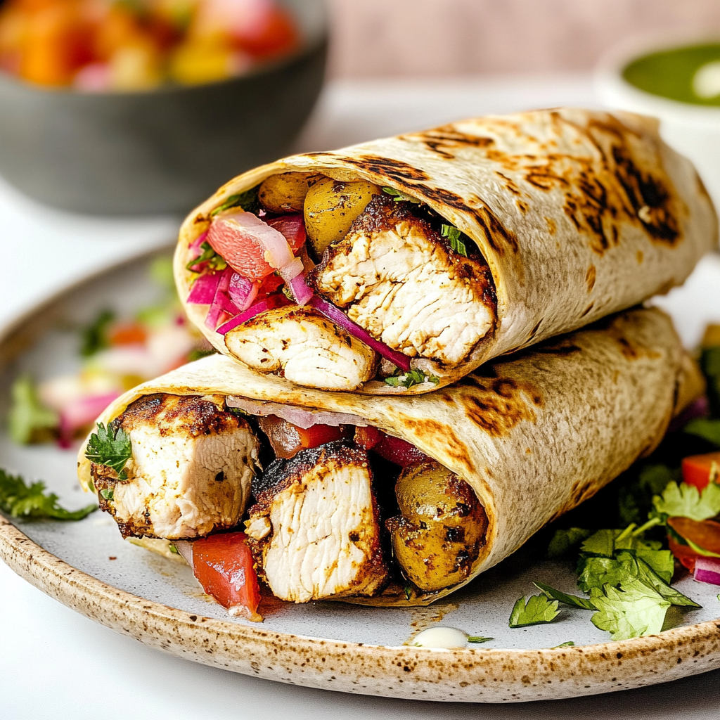 Recipe preparation for Warm Chicken Shawarma Wrap