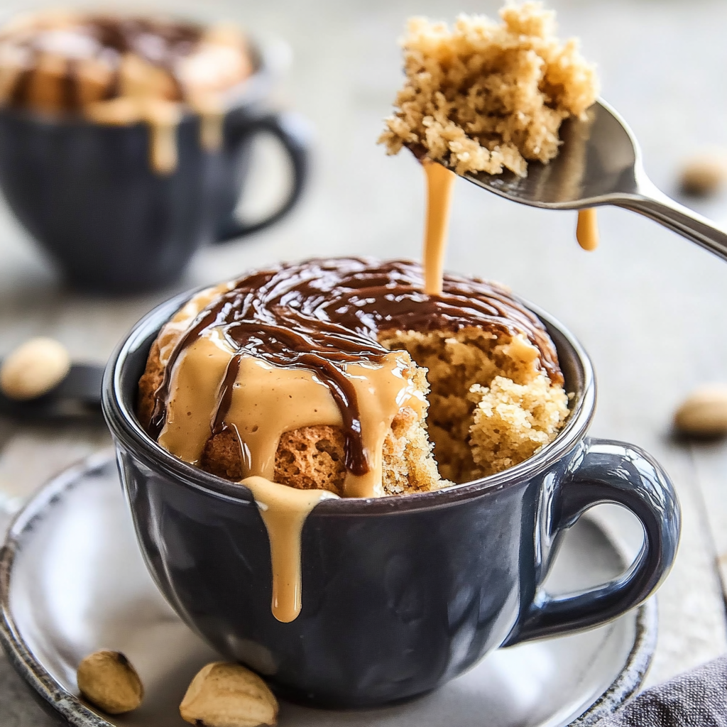 Recipe preparation for Peanut Butter Mug Cake