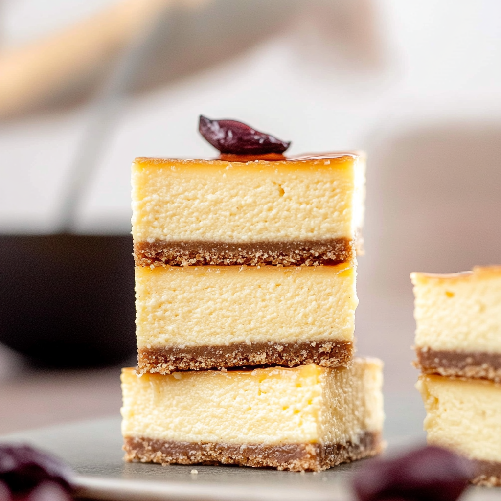 Recipe preparation for Baked Vanilla Bean Cheesecake Bars