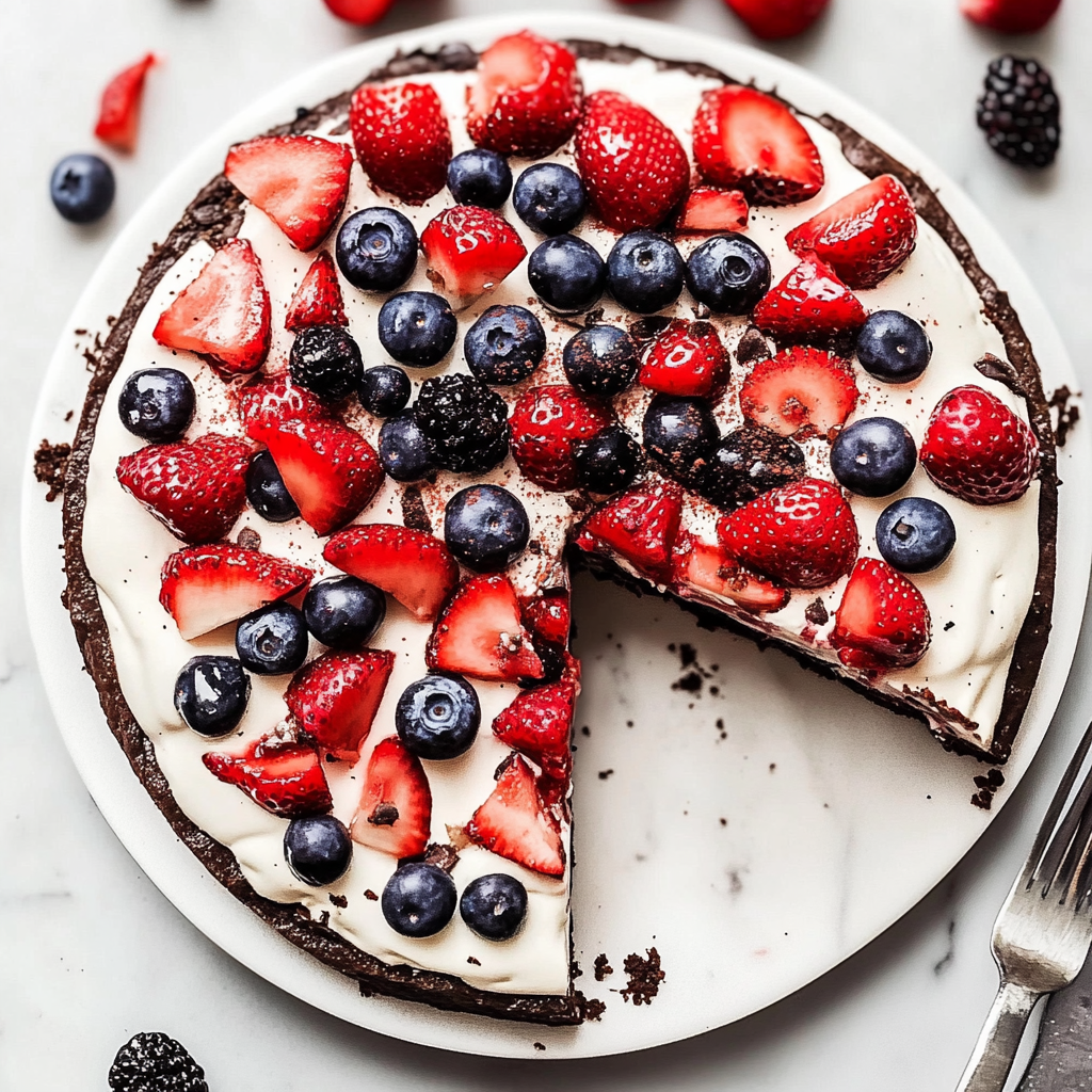 Recipe preparation for Brownie Fruit Pizza
