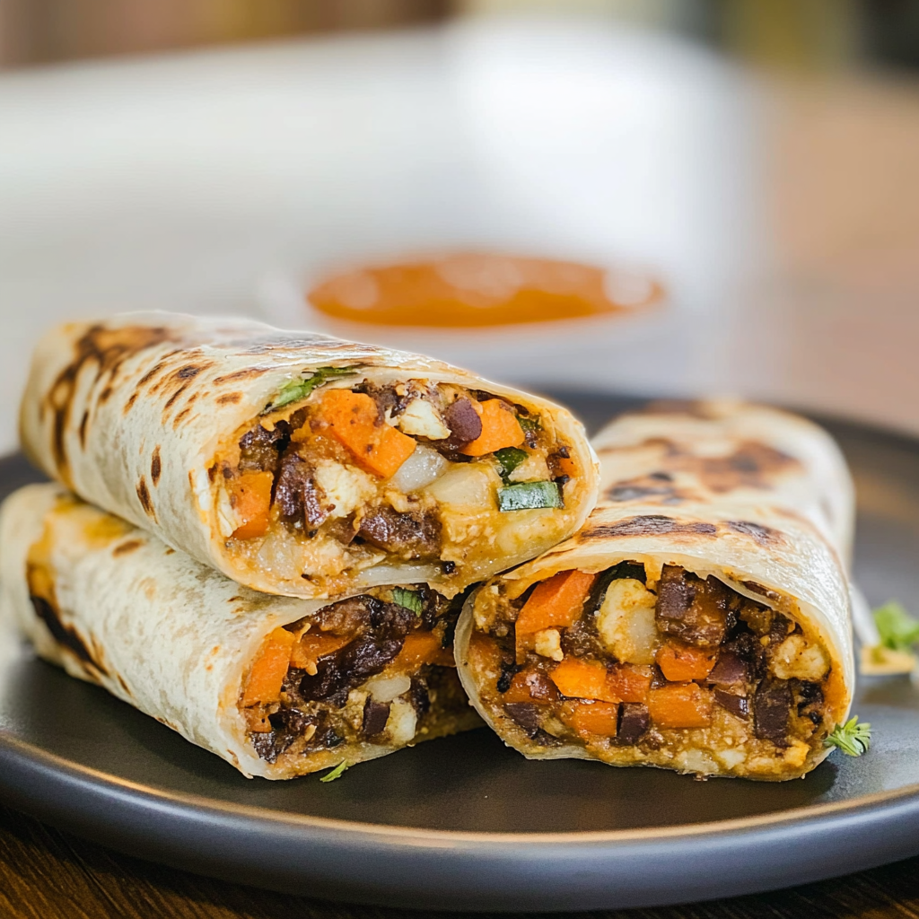 Recipe preparation for Sweet Potato Burritos