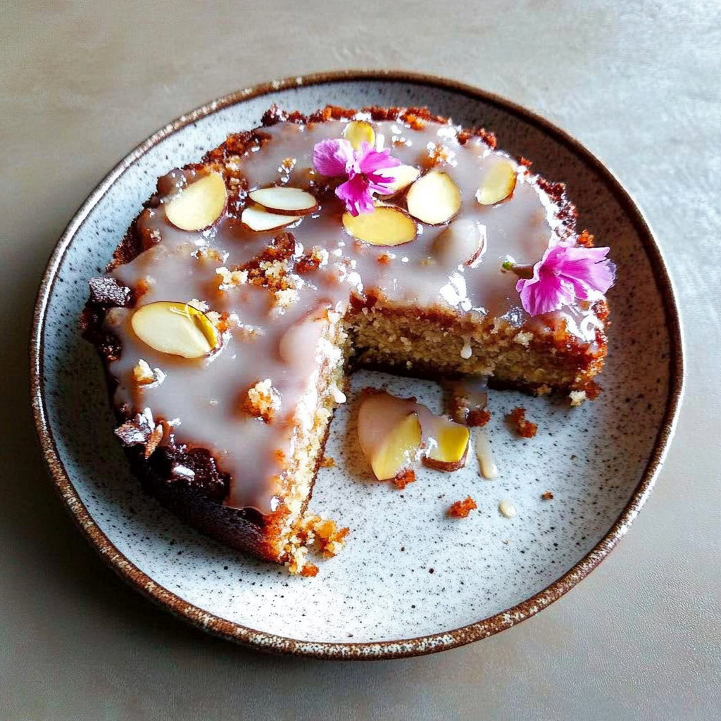 Recipe preparation for Rose Honey Almond Cake Squares