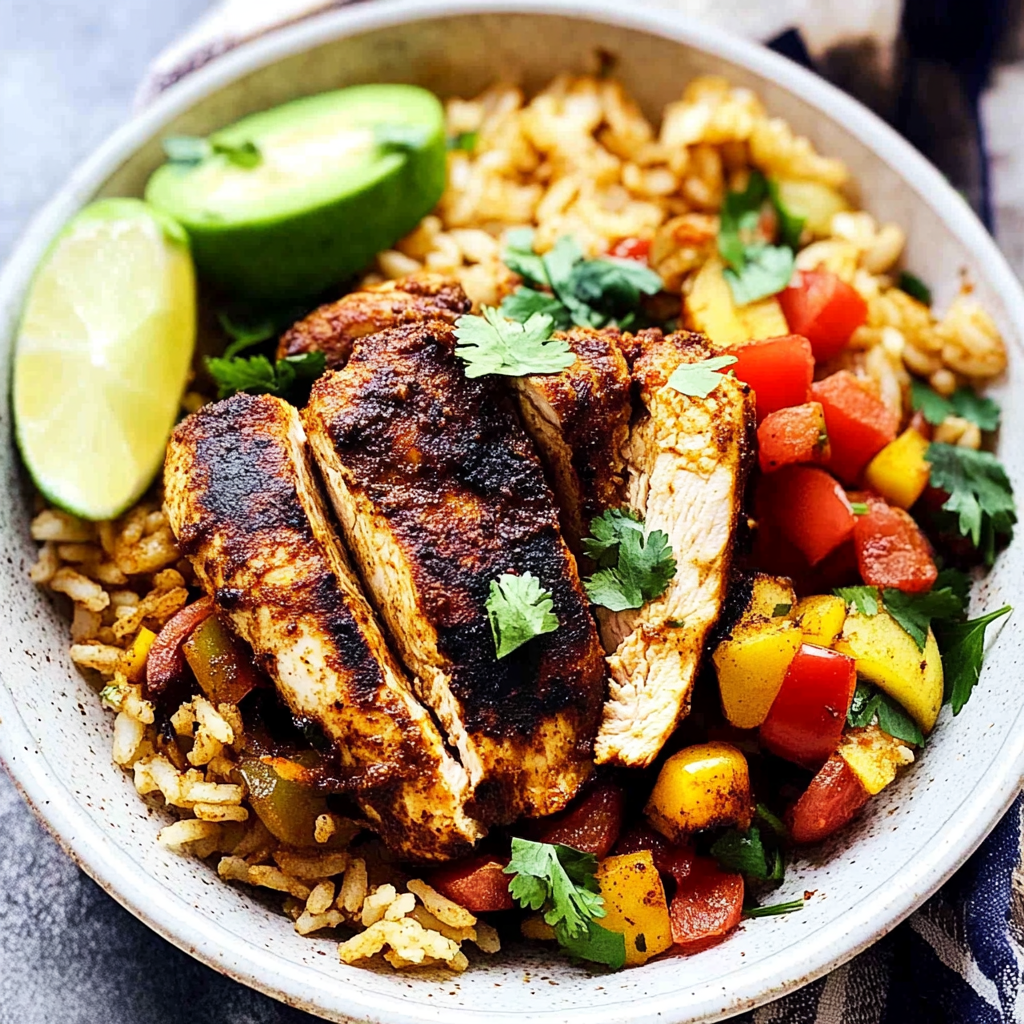 Recipe preparation for Cajun Blackened Chicken and Rice Bowls