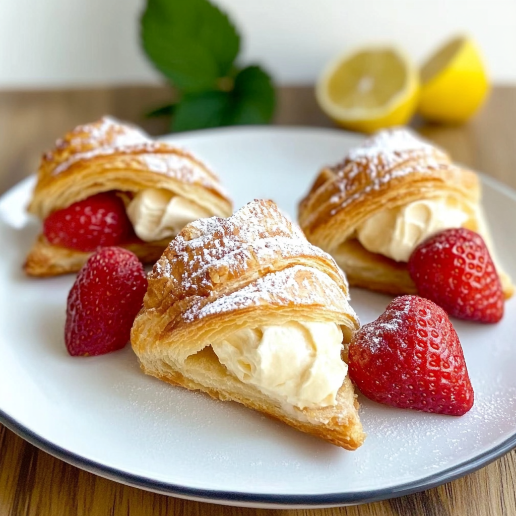 Recipe preparation for Strawberry Custard Croissant