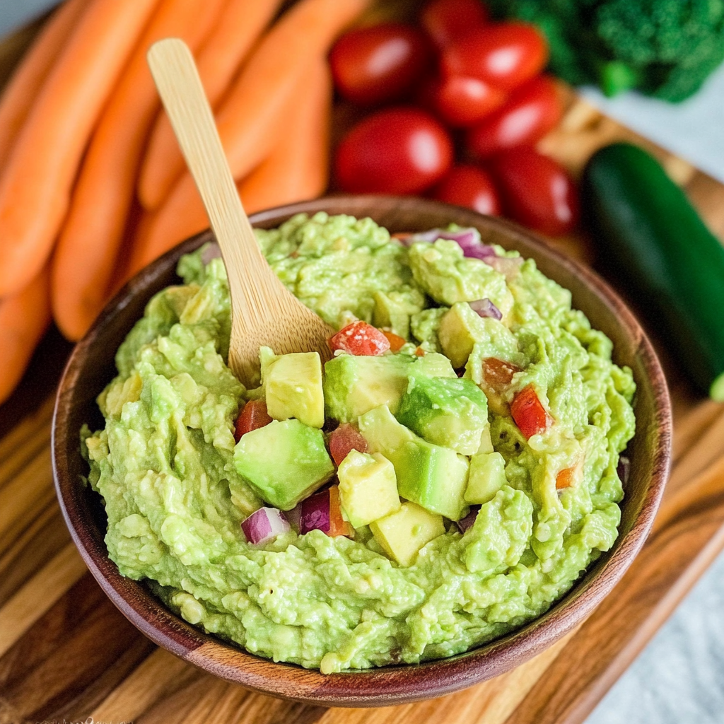 Recipe preparation for Guacamole with Fresh Vegetables